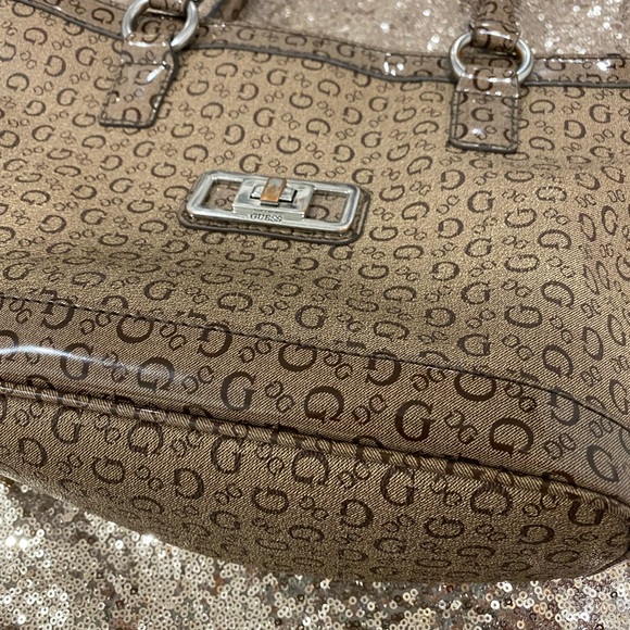 Guess - Tan Guess Logo Shoulder Bag - Picture 9 of 11